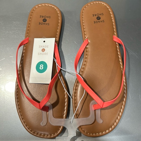 Shade & Shore coral flip flops women’s size 8 - Picture 1 of 3